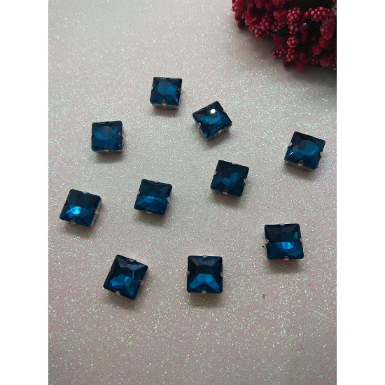 Стразы в цапах "Квадрат" цв. мексиканский синий, цена за 1 шт